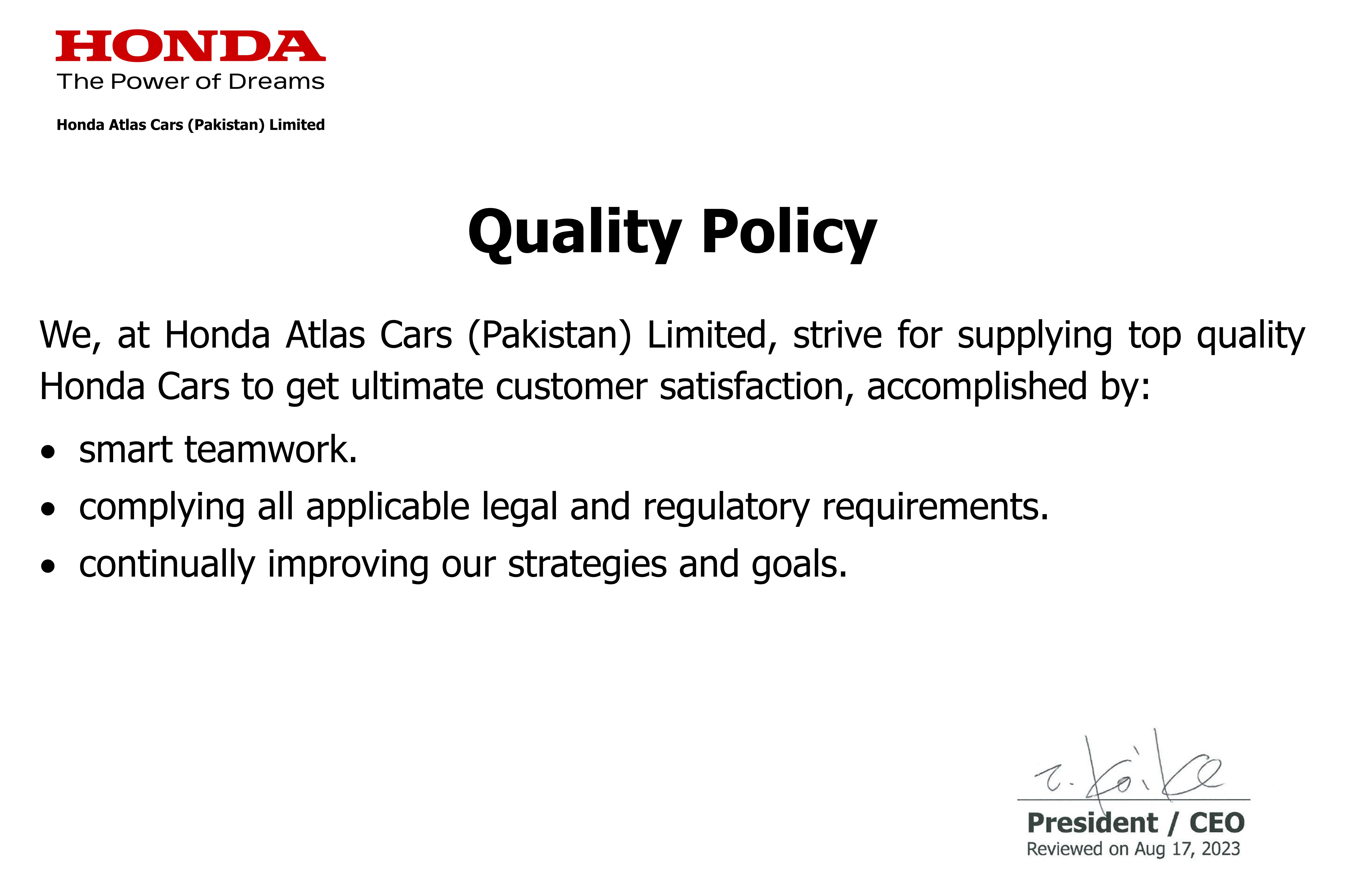 Quality Policy